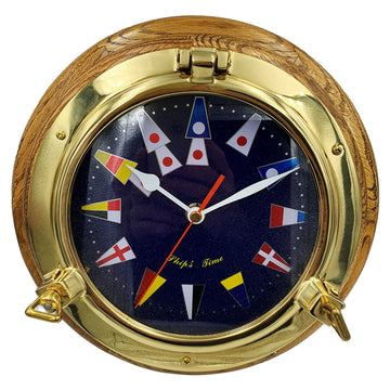 Skibsur messing med flagmotiver