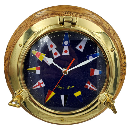 Skibsur messing med flagmotiver