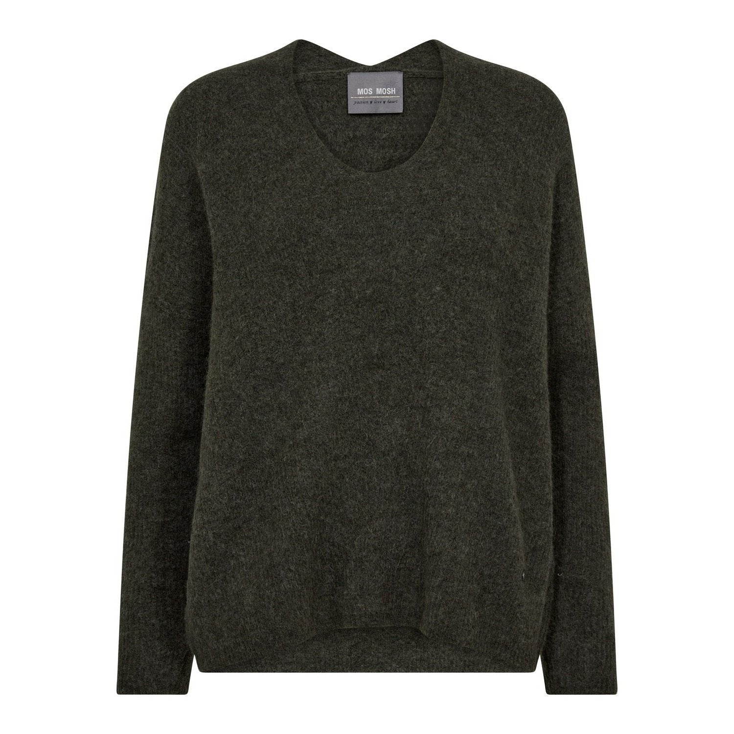 Mos Mosh W Thora V-Neck Knit Grape Leaf