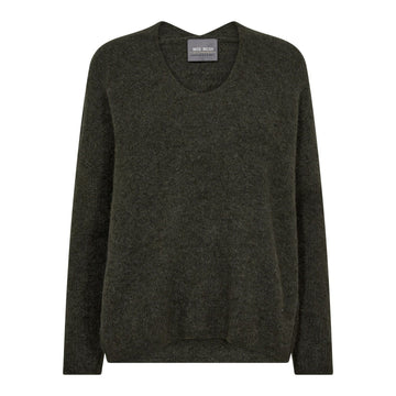 Mos Mosh W Thora V-Neck Knit Grape Leaf