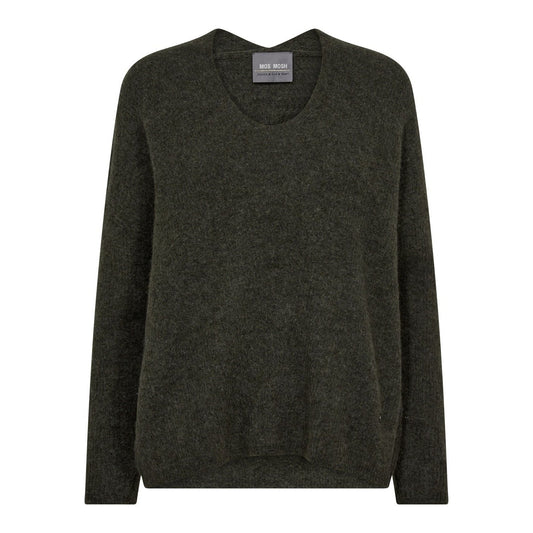 Mos Mosh W Thora V-Neck Knit Grape Leaf