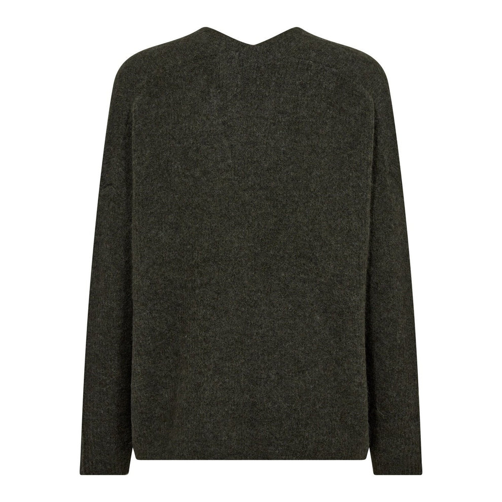 Mos Mosh W Thora V-Neck Knit Grape Leaf