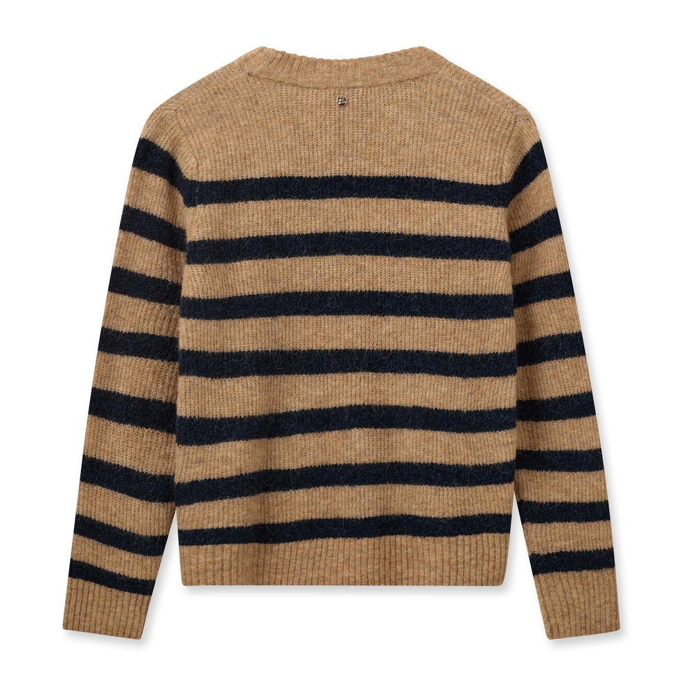 Mos Mosh W Thora Stripe Crewneck Knit Tannin