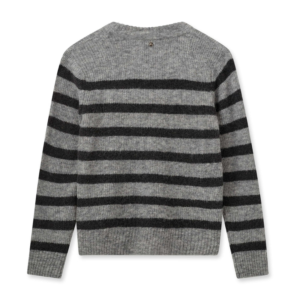 Mos Mosh W Thora Stripe Crewneck Knit Sharkskin