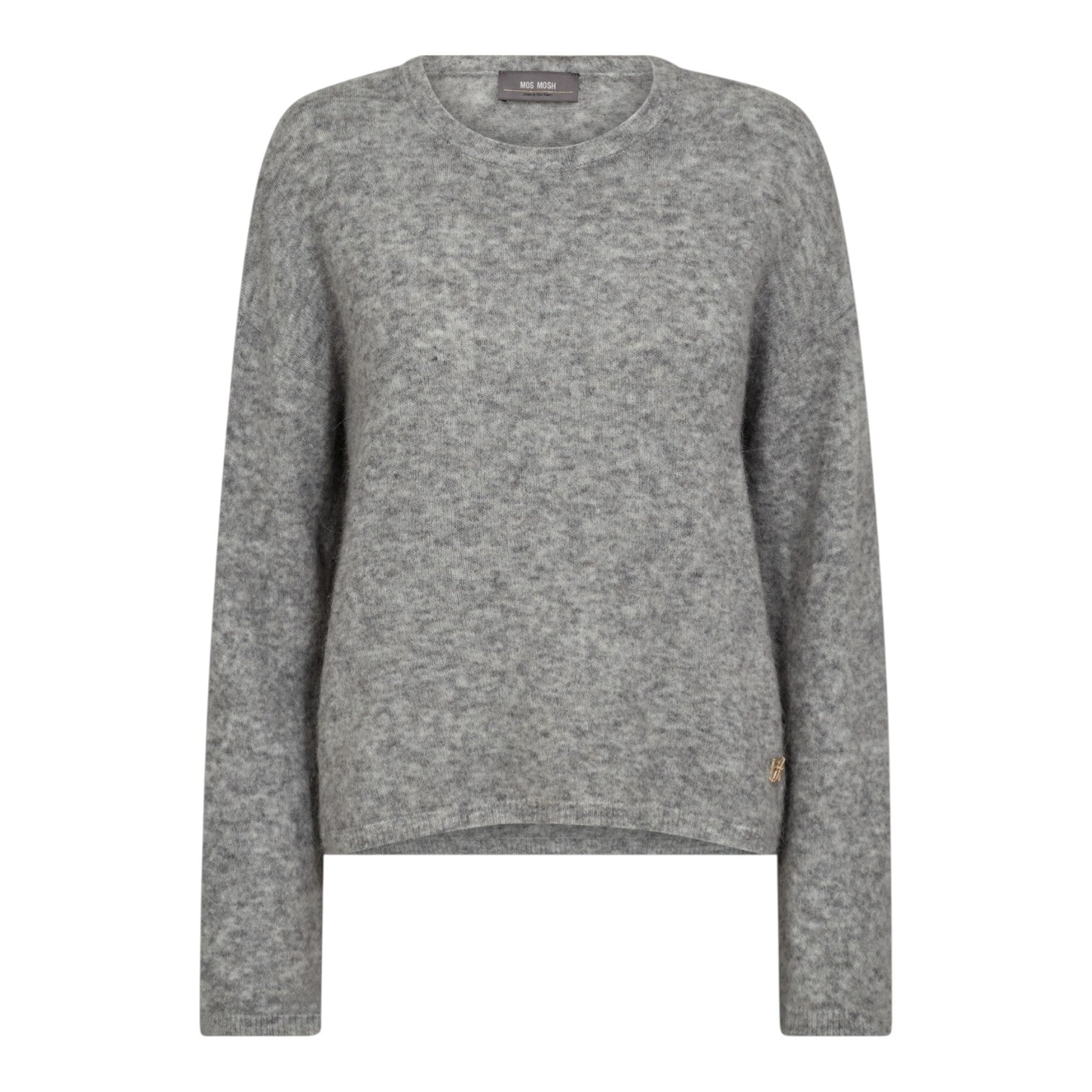 Mos Mosh W Mape O-Kneck Knit Grey Melange