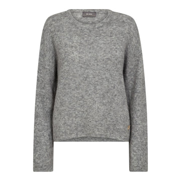 Mos Mosh W Mape O-Kneck Knit Grey Melange