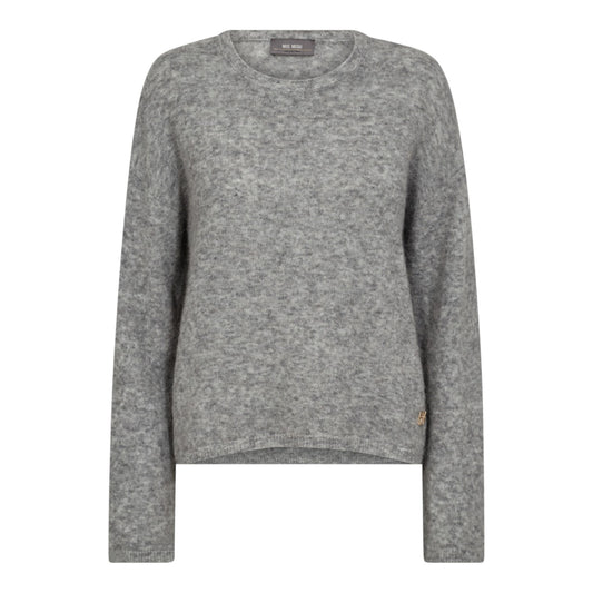Mos Mosh W Mape O-Kneck Knit Grey Melange