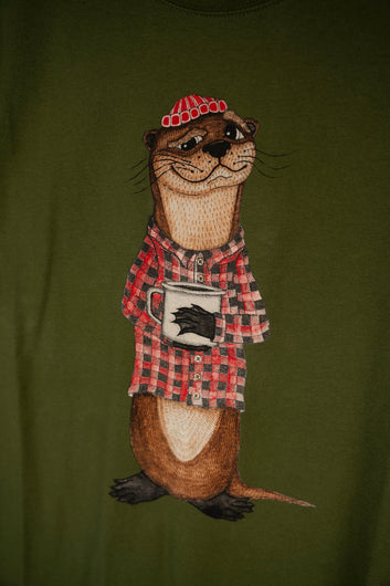 Lakor An Otter Coffee T-Shirt Riffle Green