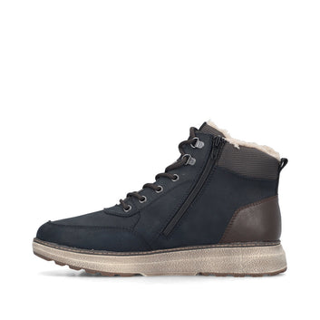 Rieker M Suede Leather Lace Boot Blue Combination - B5546-14