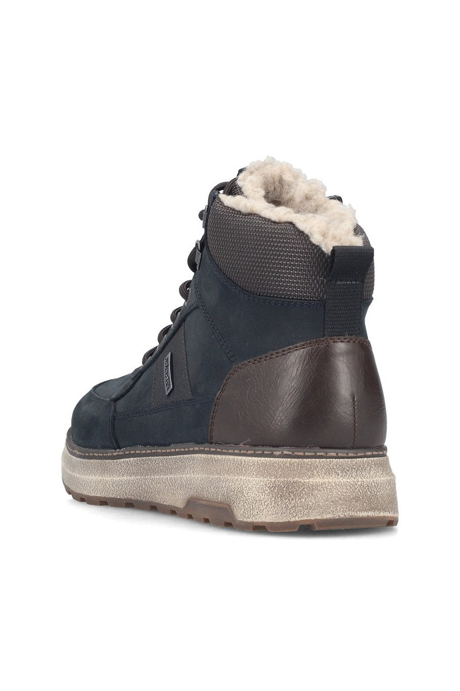 Rieker M Suede Leather Lace Boot Blue Combination - B5546-14
