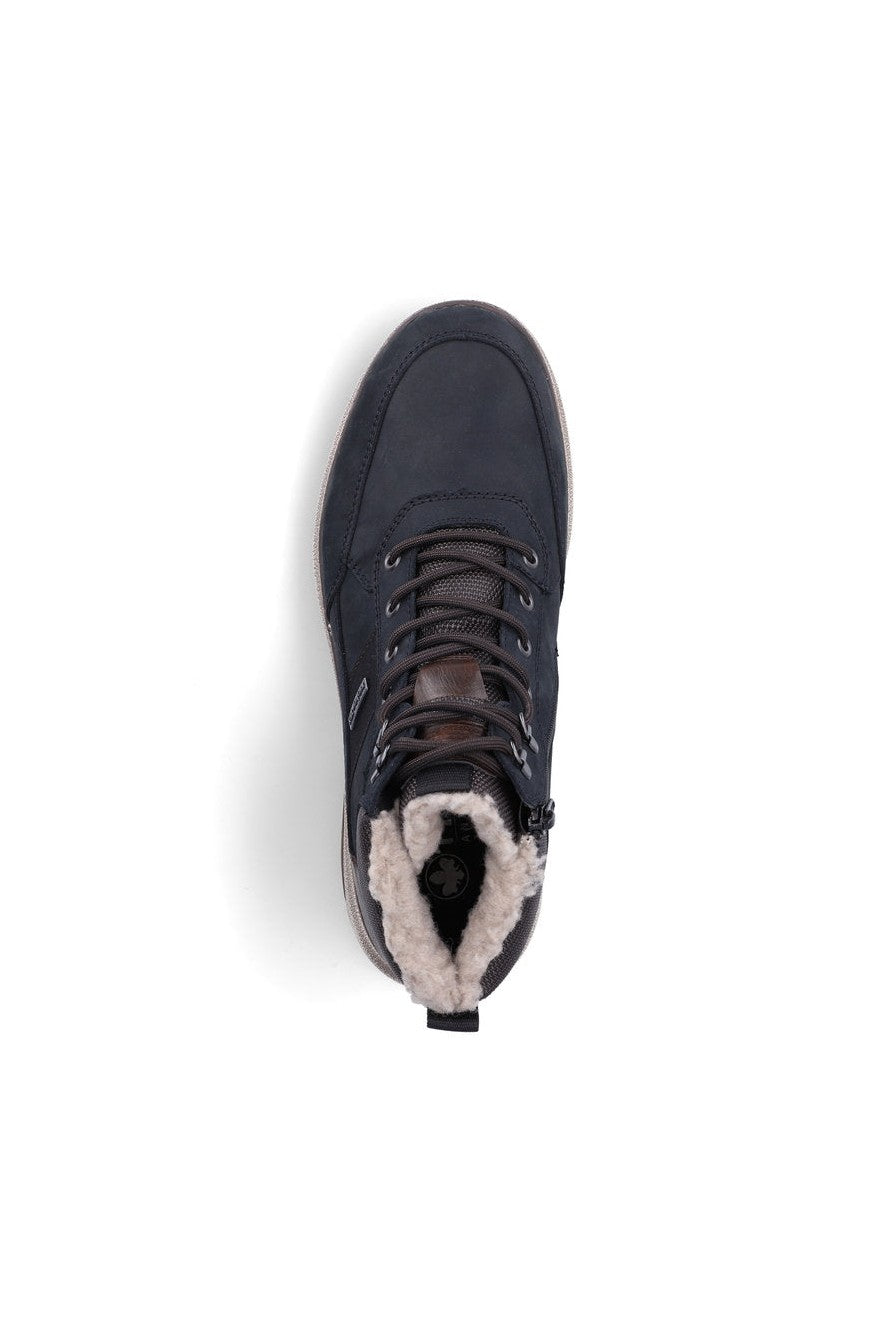 Rieker M Suede Leather Lace Boot Blue Combination - B5546-14