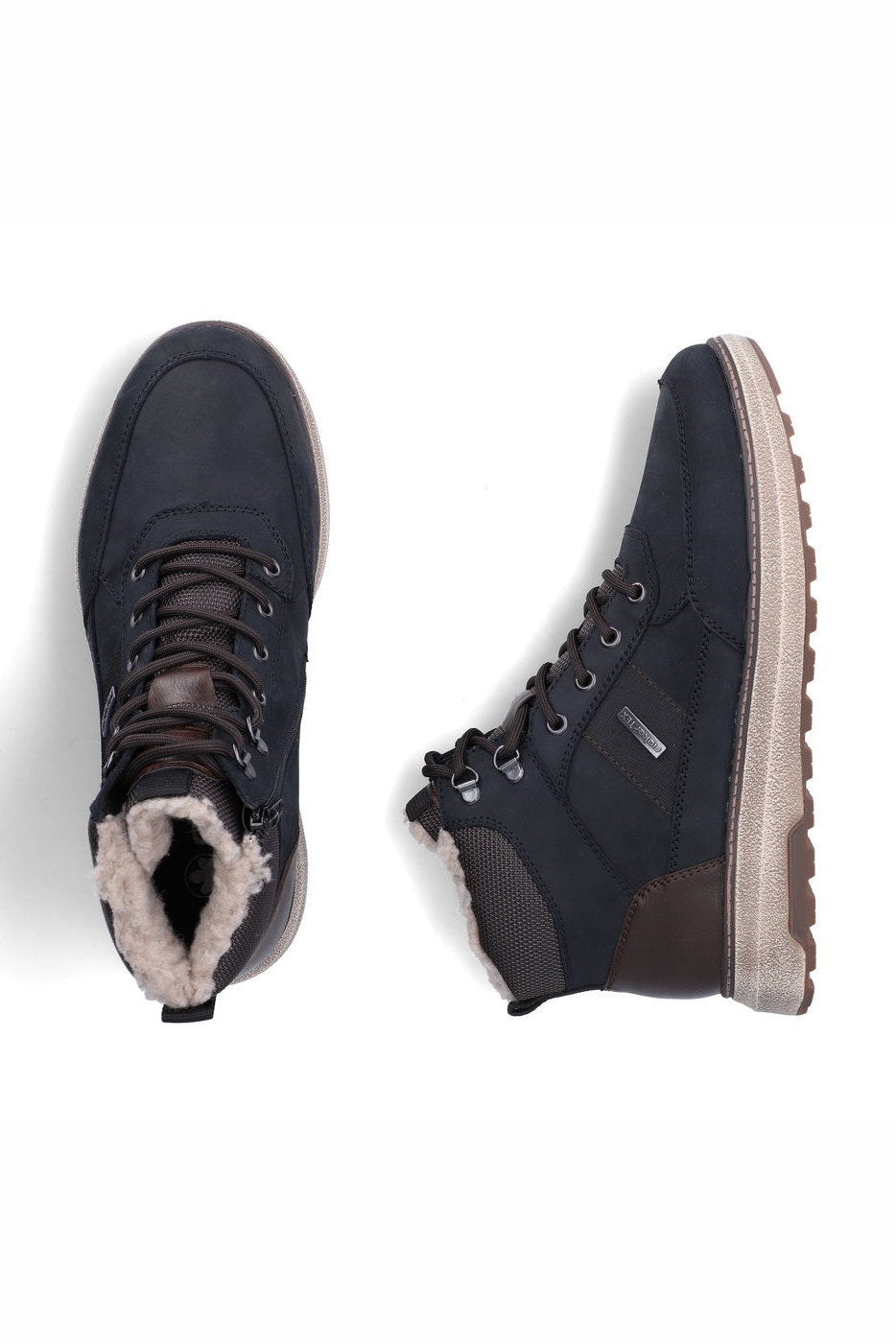 Rieker M Suede Leather Lace Boot Blue Combination - B5546-14