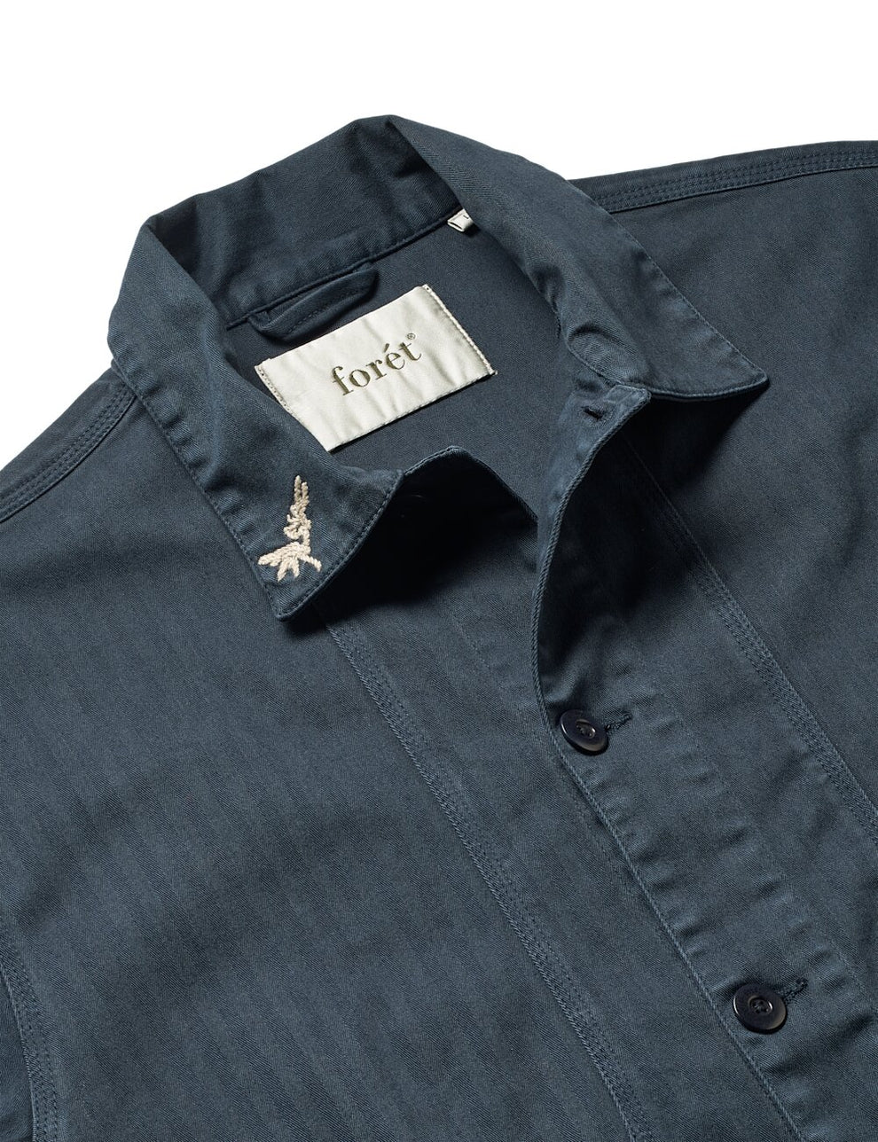 Forét Berry Herringbone Embroidery Overshirt Navy