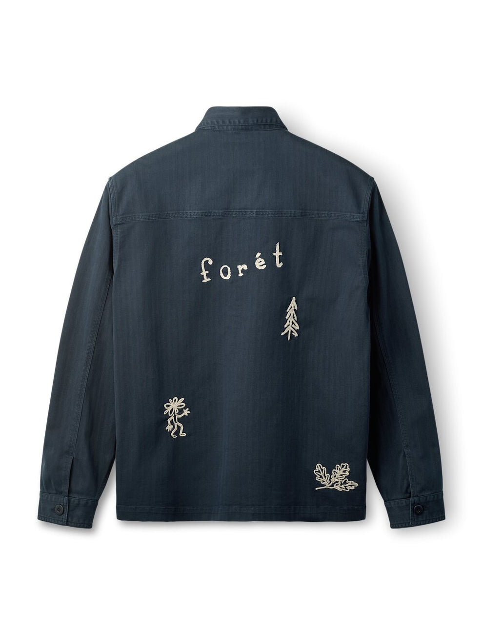 Forét Berry Herringbone Embroidery Overshirt Navy