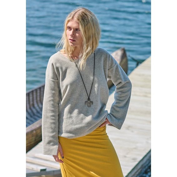 Henriette Steffensen W Bluse Med Rund Hals Sand