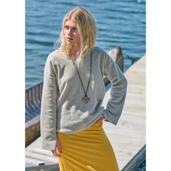 Henriette Steffensen W Bluse Med Rund Hals Sand