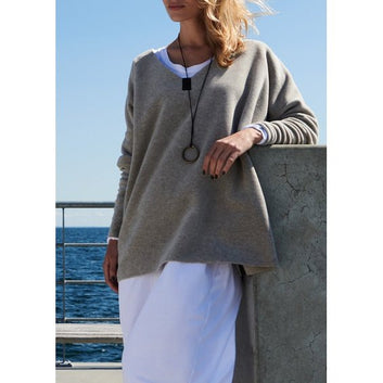 Henriette Steffensen W Sweater med V-hals Sand