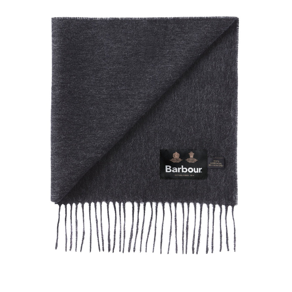 Barbour U Plain Lambswool Scarf Charcoal Grey