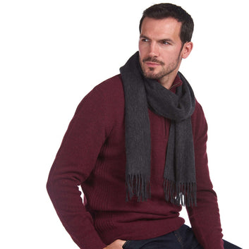 Barbour U Plain Lambswool Scarf Charcoal Grey