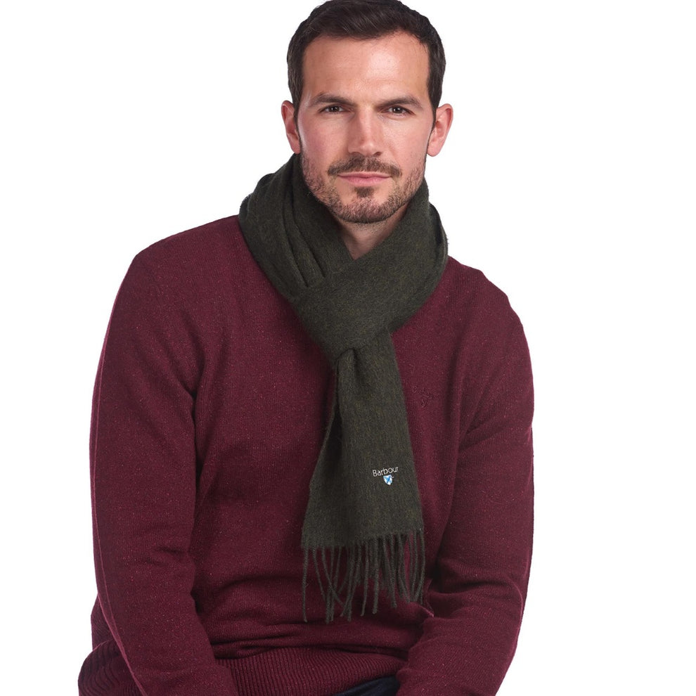 Barbour U Plain Lambswool Scarf Turf Seaweed