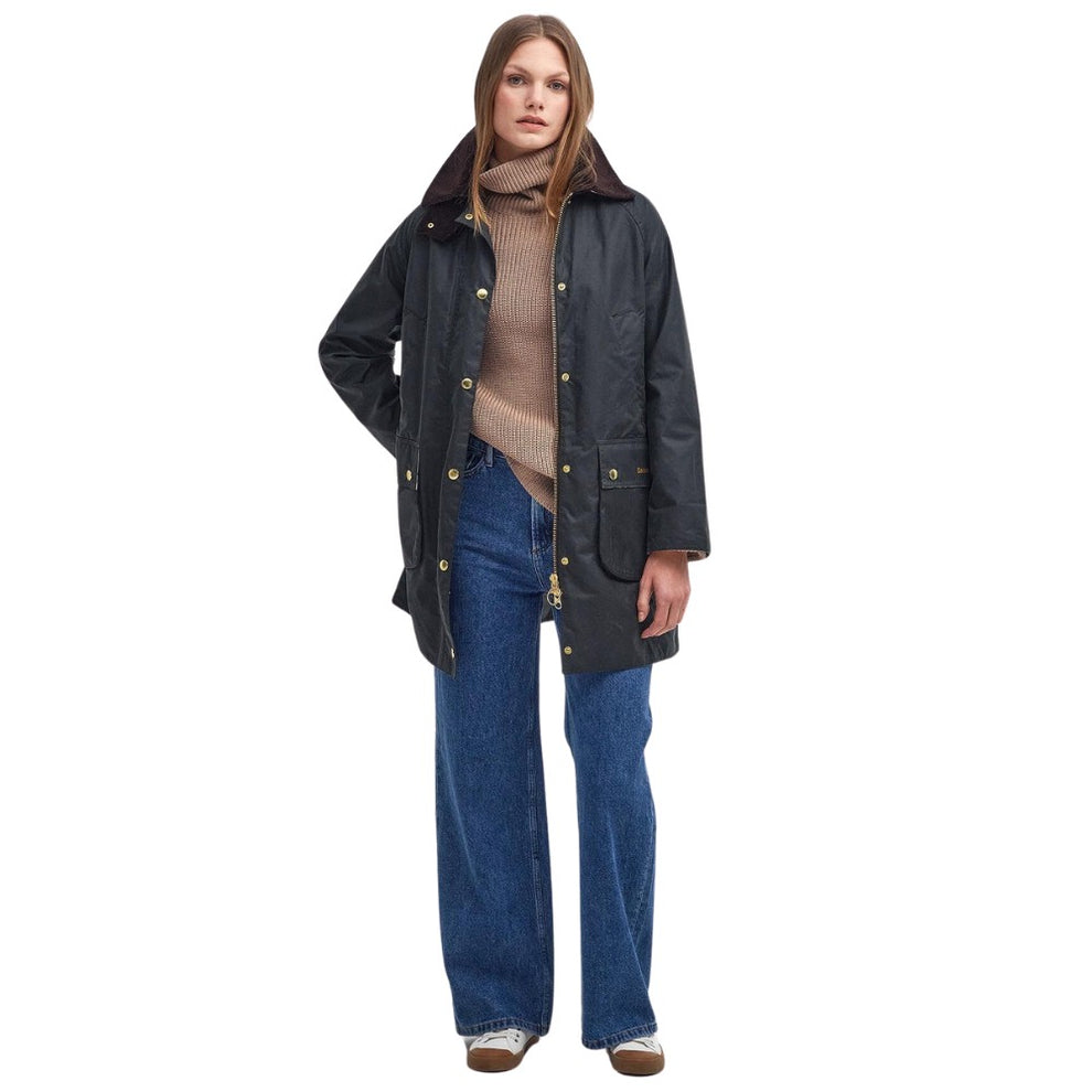 Barbour W Long Beadnell Jacket Wax Sage