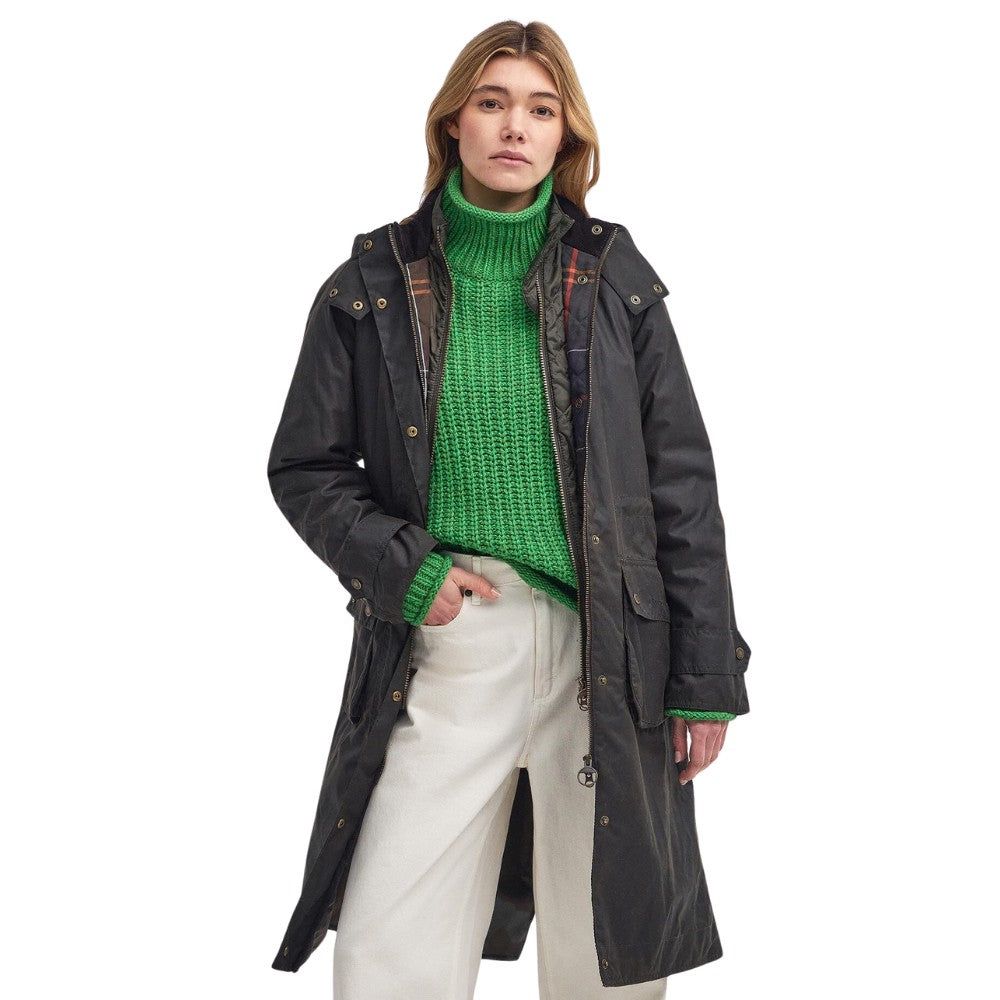 Barbour W Long Cannich Wax Olive