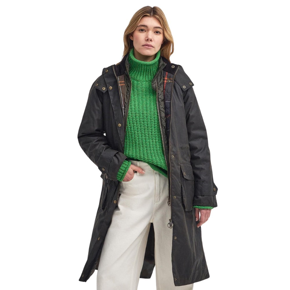Barbour W Long Cannich Wax Olive