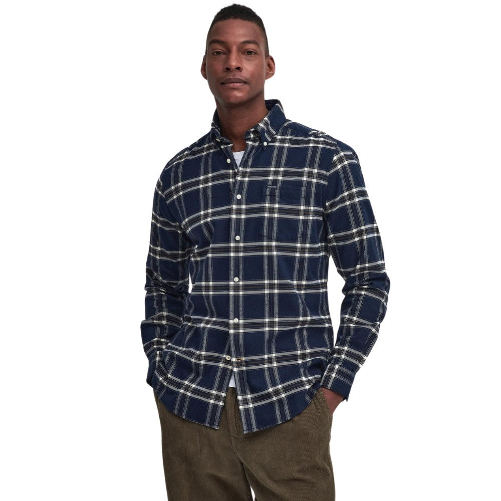 Barbour M Bromley Tailored Checked Shirt Navy