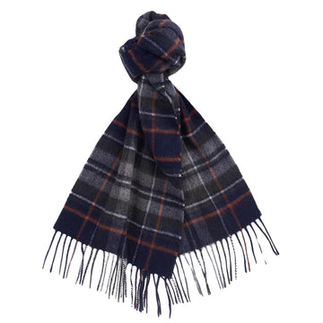 Barbour U New Check Tartan Scarf Navy Dark Ginger