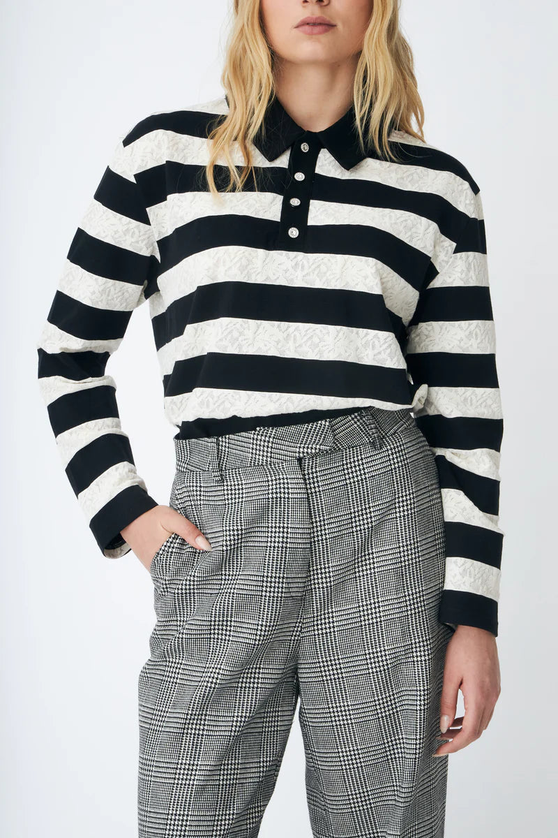 CRAS W Beacras Blouse Black White Stripe