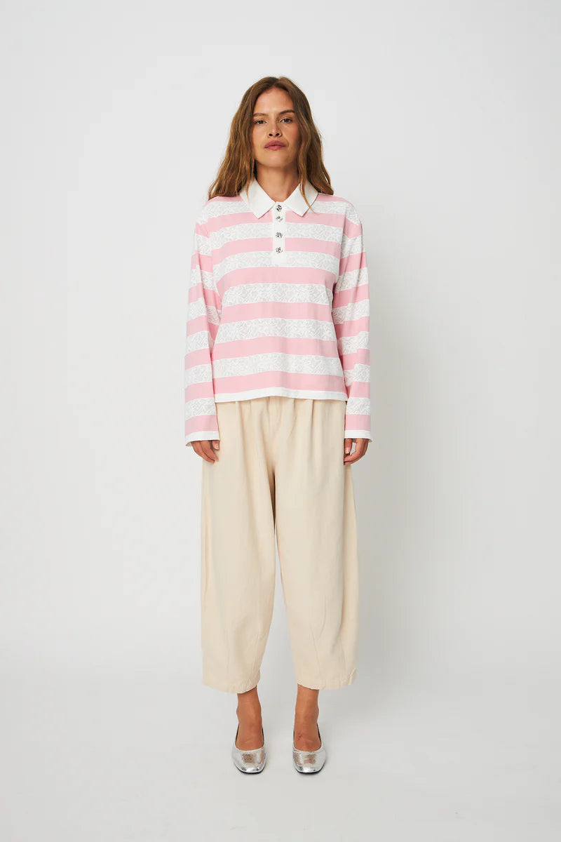 CRAS W Beacras Blouse Rose Creme Stripe