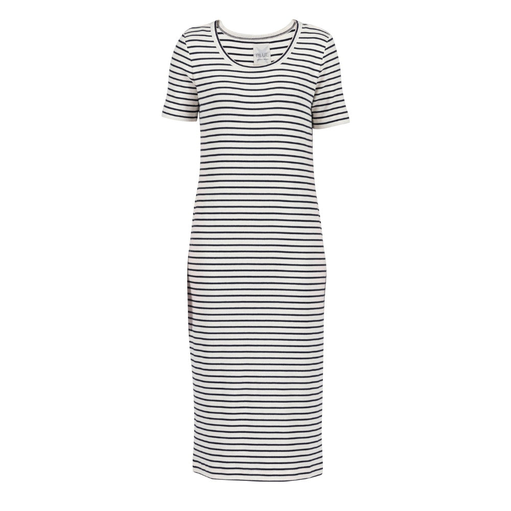 Blue Sportswear W Alma Long Rib Dress Ecru New Navy