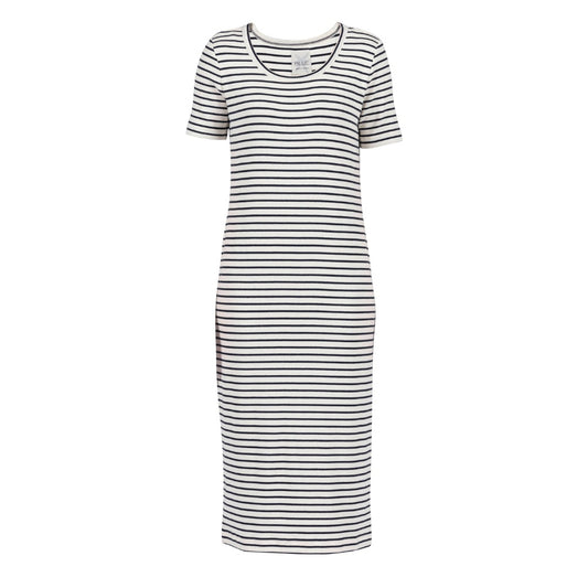 Blue Sportswear W Alma Long Rib Dress Ecru New Navy