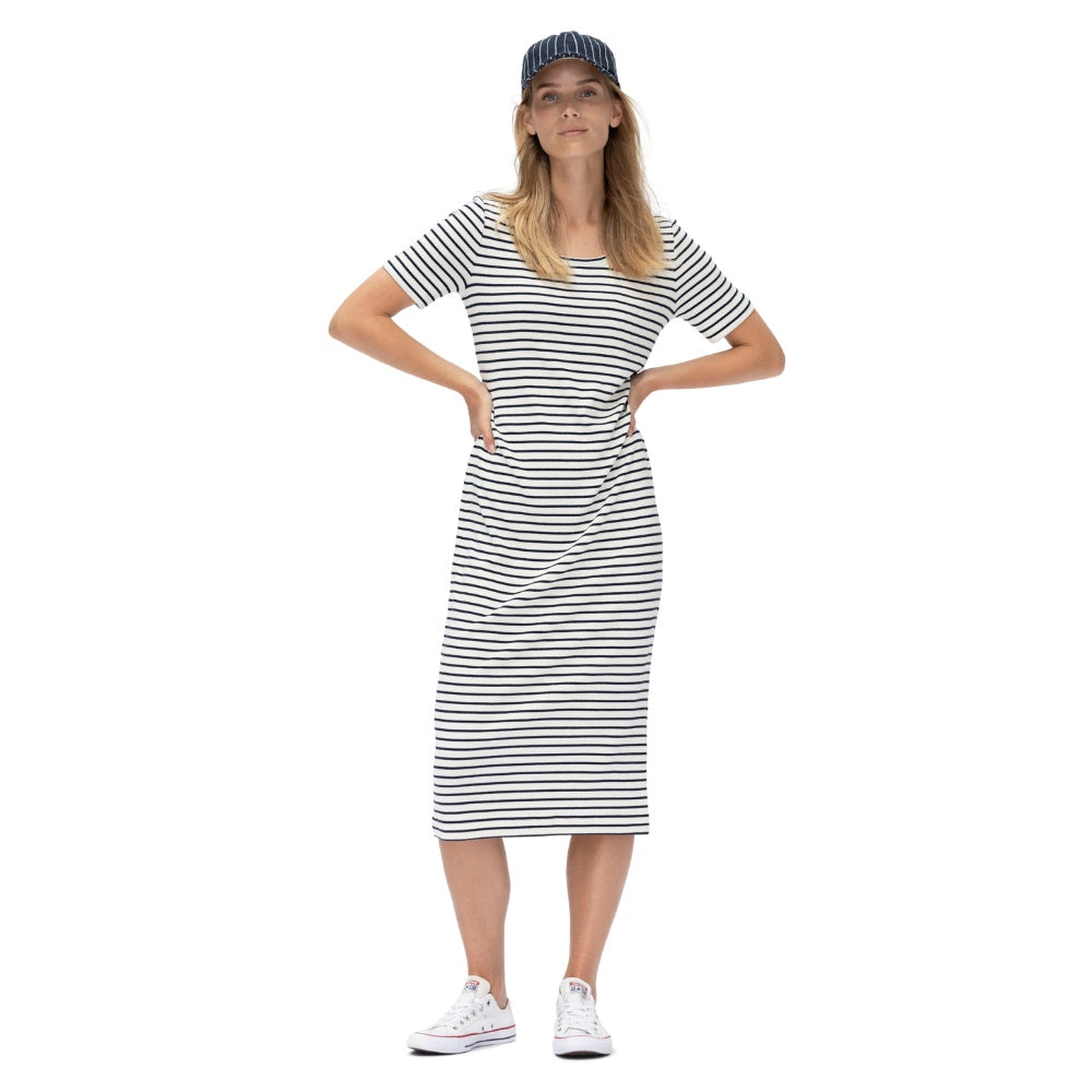 Blue Sportswear W Alma Long Rib Dress Ecru New Navy