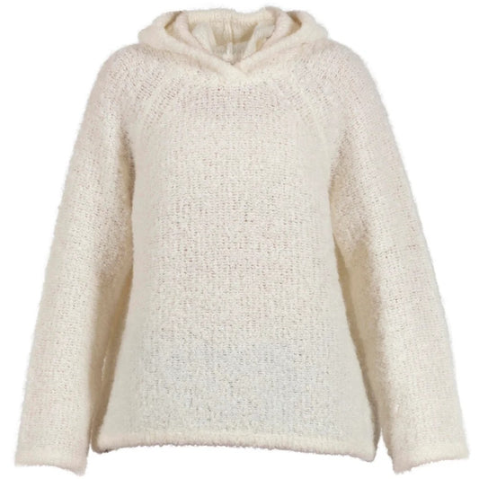 Blue Sportswear W Cat Boucle Knit Hoodie Ecru