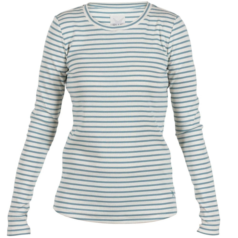 Blue Sportswear W Ditte Striped Rib Tee Dark Iceblue Ecru