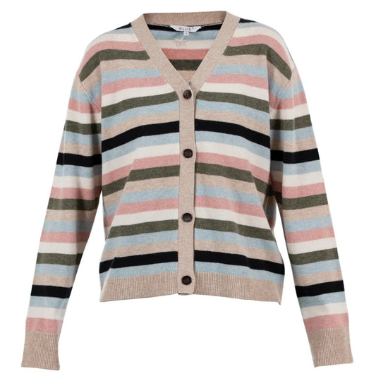 Blue Sportswear W Granby Multistribed Wool Cardigan Multistripe