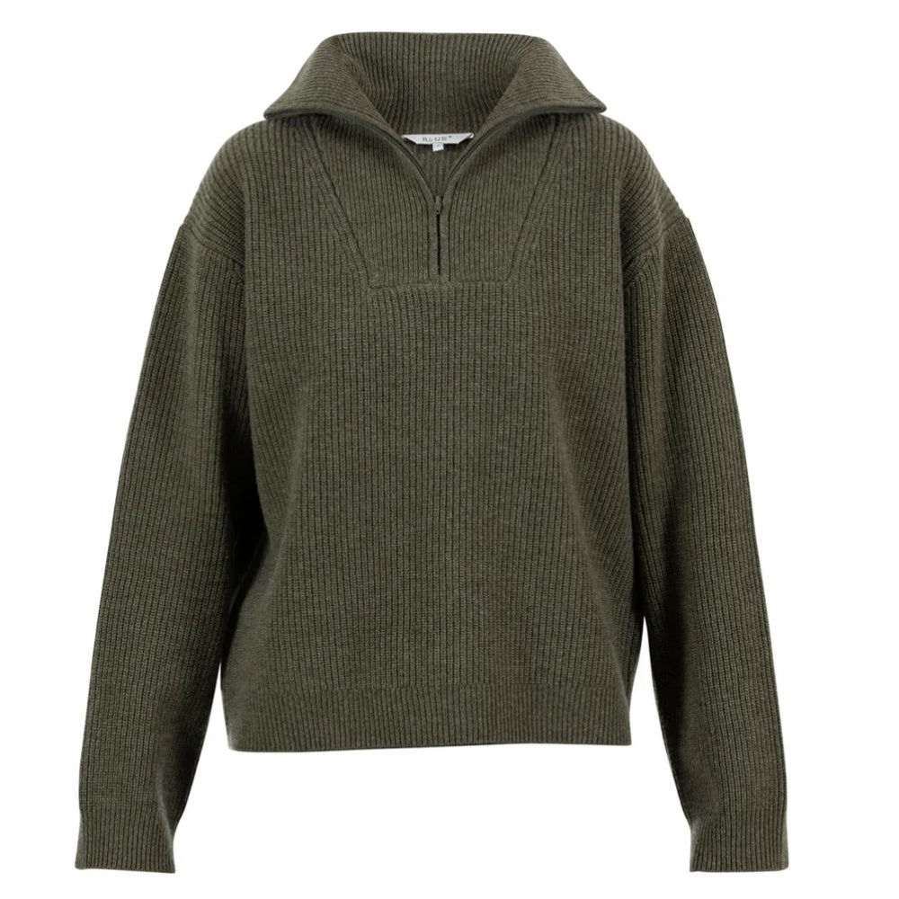 Blue Sportswear W Hollis 1/2 Zip Wool Knit Hunter Green Melange