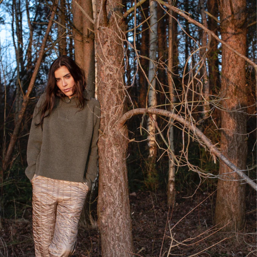 Blue Sportswear W Hollis 1/2 Zip Wool Knit Hunter Green Melange