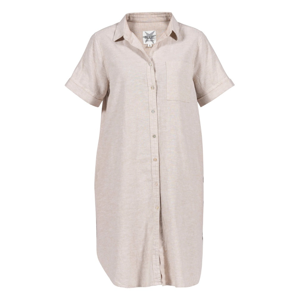 Blue Sportswear W Juliana Cotton Linen SS Dress Chalk Melange