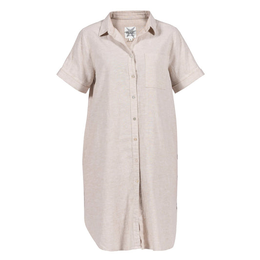 Blue Sportswear W Juliana Cotton Linen SS Dress Chalk Melange