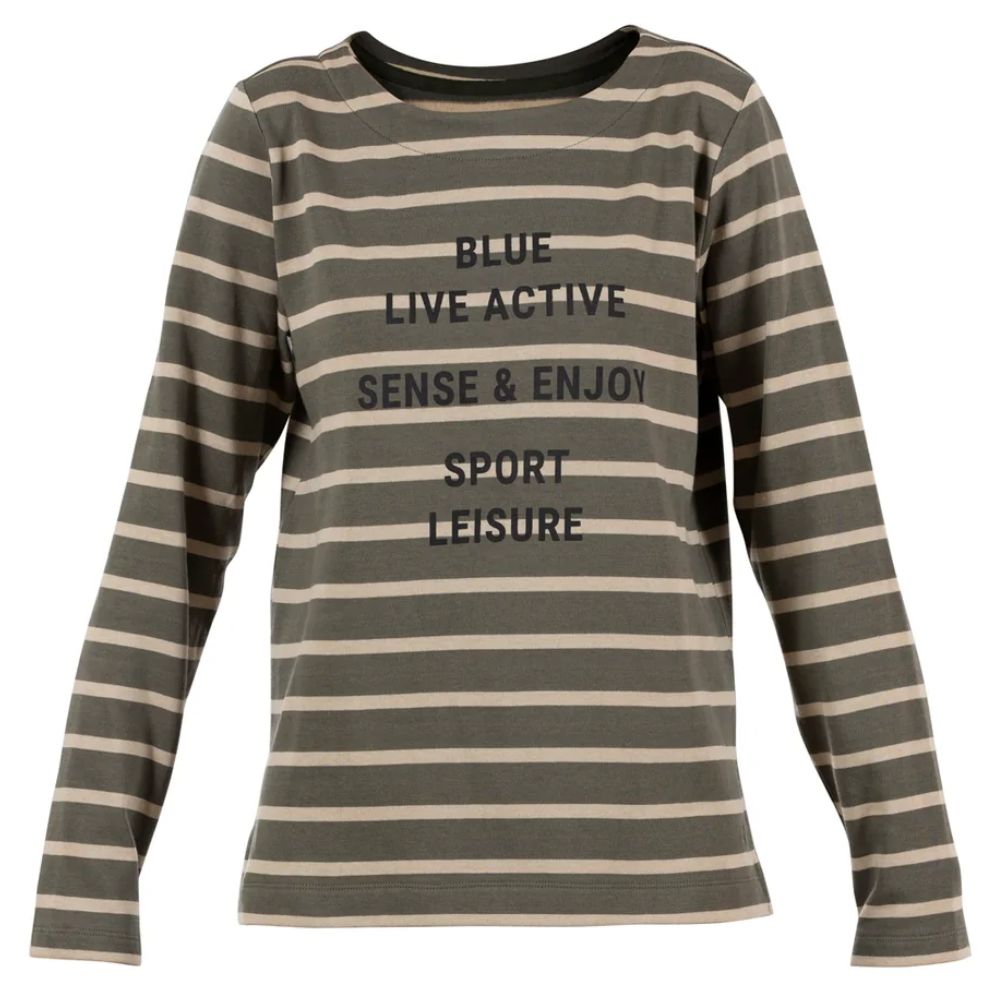 Blue Sportswear W Luna LS Striped Blouse w Print Hunter Green