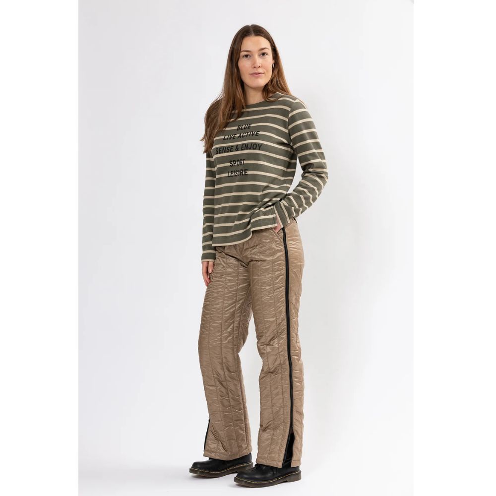 Blue Sportswear W Luna LS Striped Blouse w Print Hunter Green