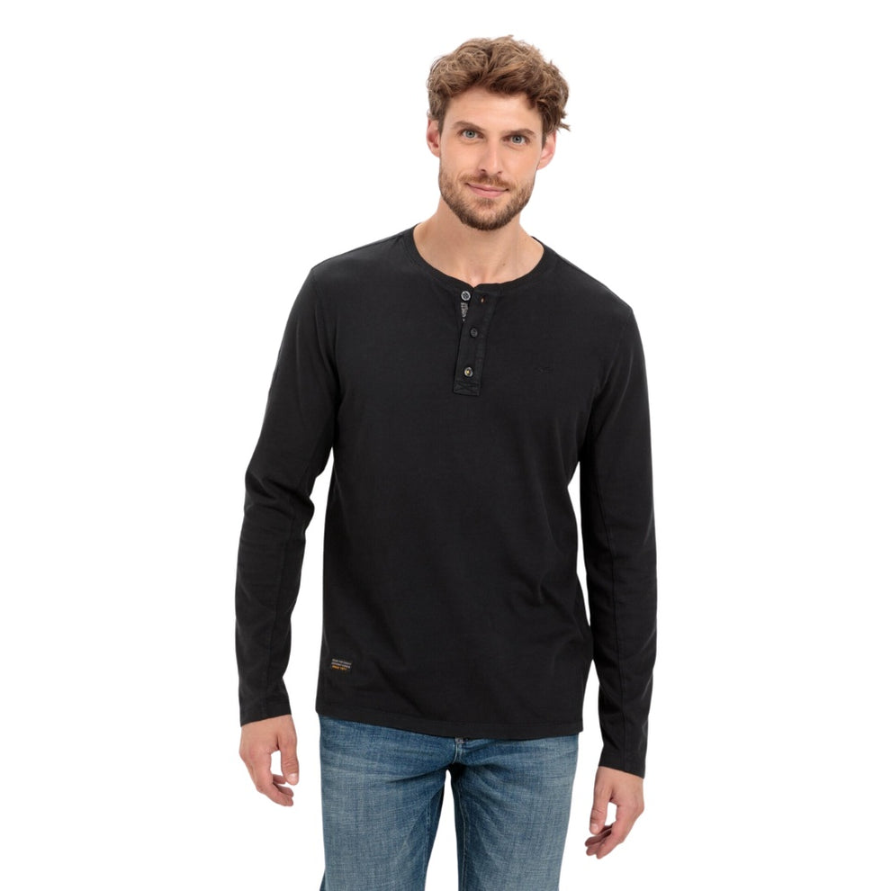 Camel Active M Henley Langærmet Bluse Sort