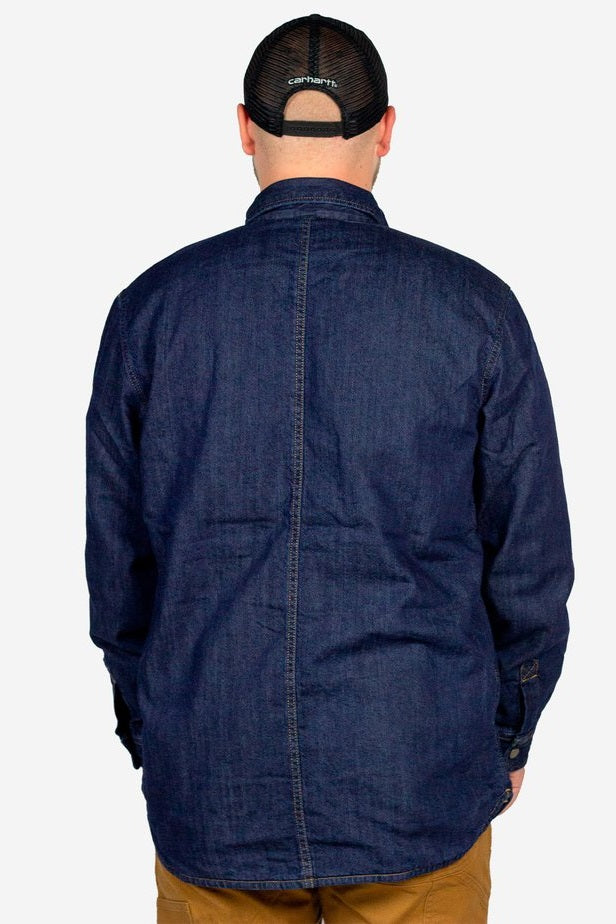 Carhartt M Relaxed Fit Denim Fleece Lined Snap Front Shirt Jacket