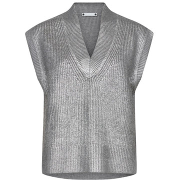 Co'couture W Row Foil Knit Vest Silver