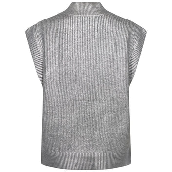 Co'couture W Row Foil Knit Vest Silver