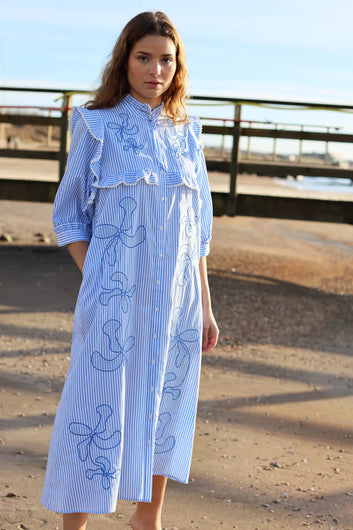 CRAS Codycras Dress White Blue Stripe