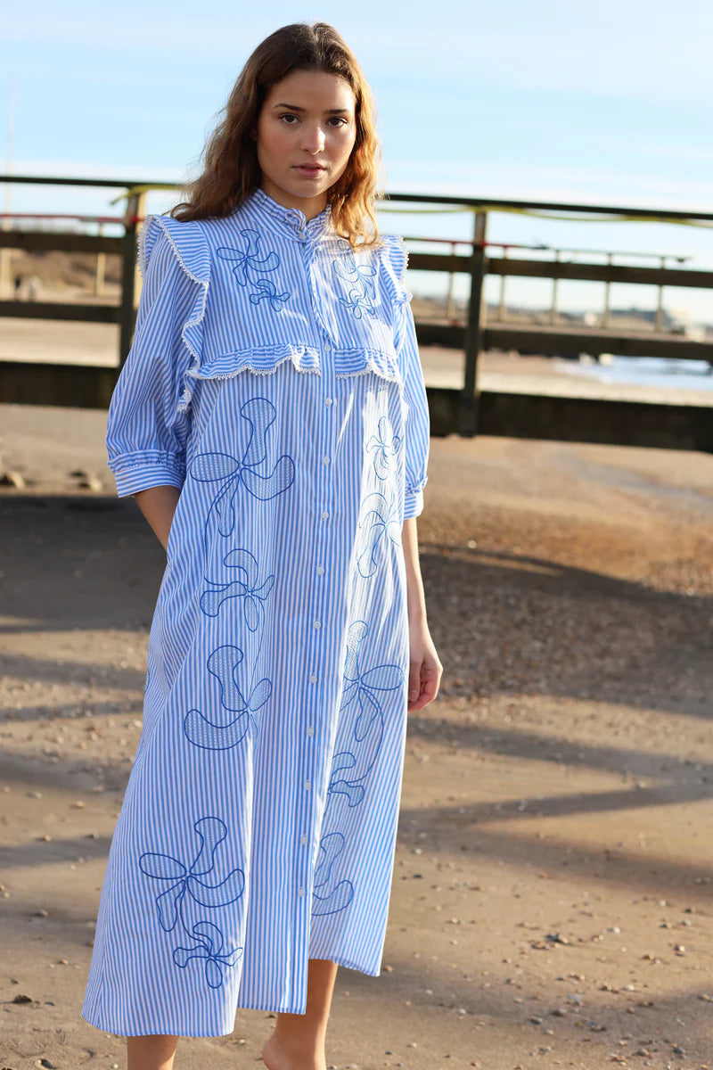 CRAS Codycras Dress White Blue Stripe