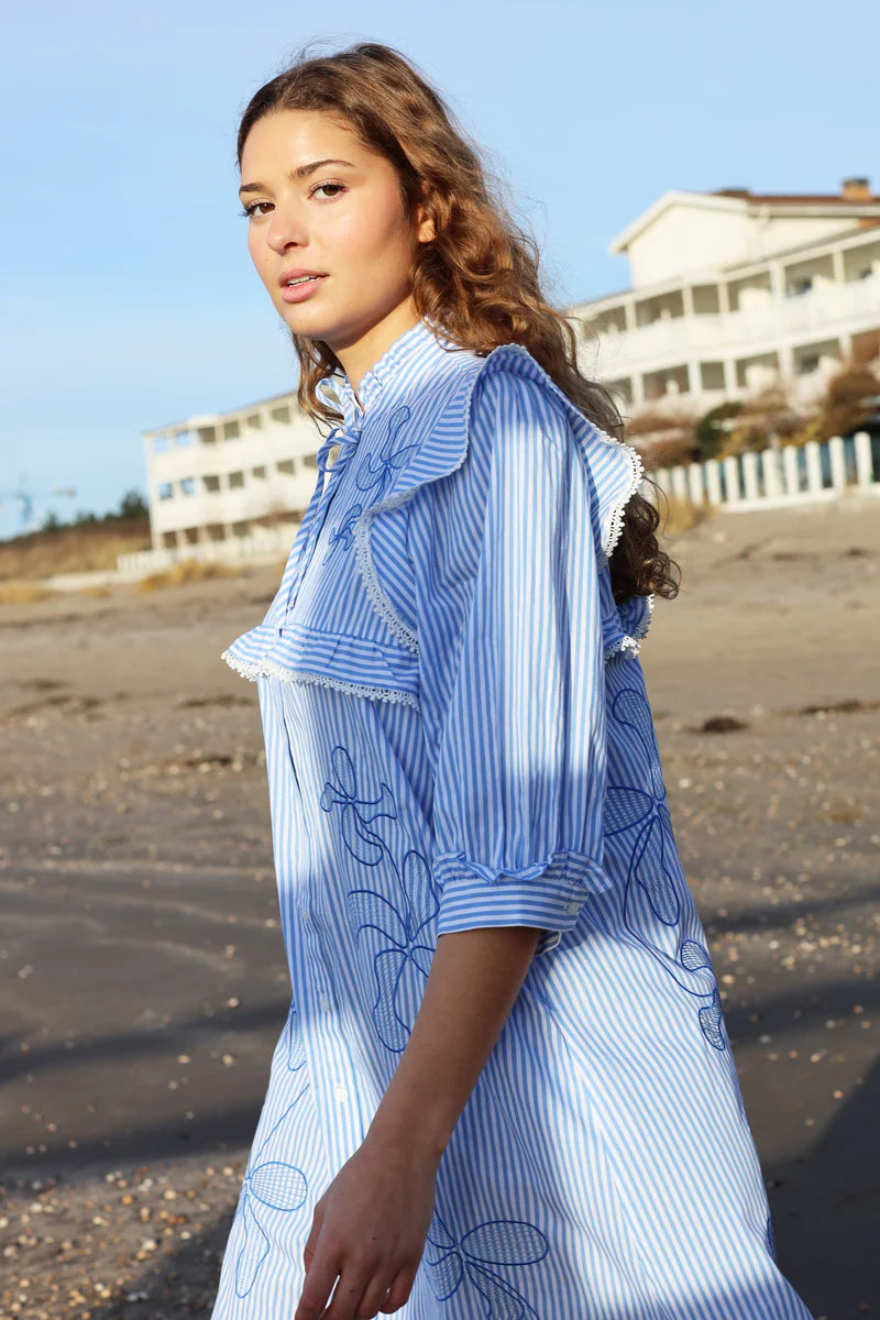 CRAS Codycras Dress White Blue Stripe